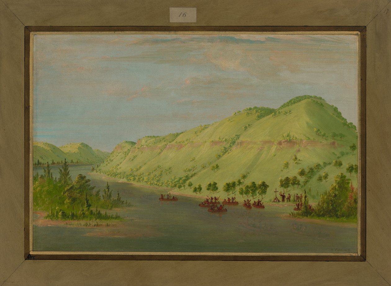 Hennepin atya elhagyja Mississippit, hogy csatlakozzon la Salle-hez, 1680. május 8., 1847-48 alkotó: George Catlin