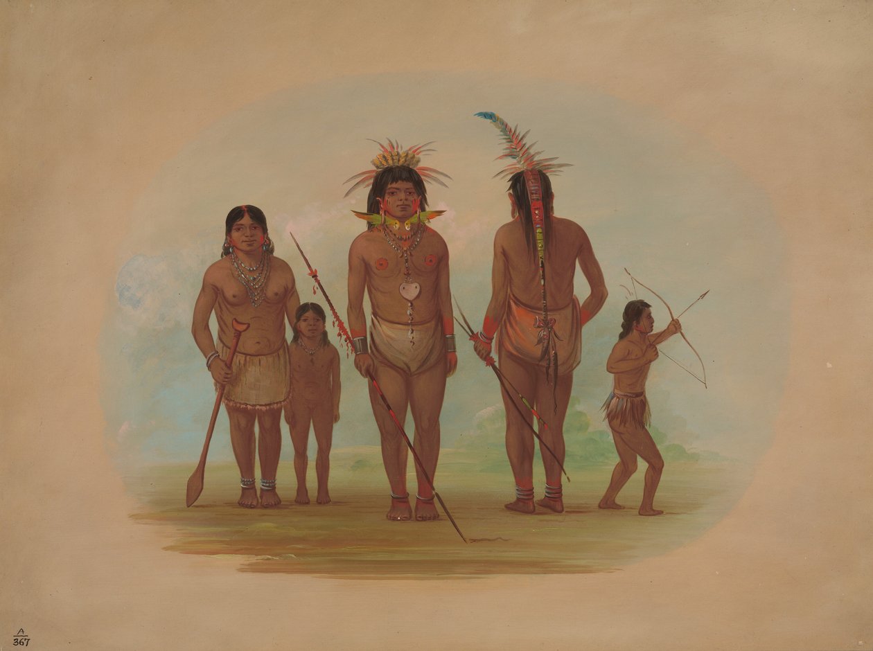 Öt iquitói indián, 18541869. alkotó: George Catlin