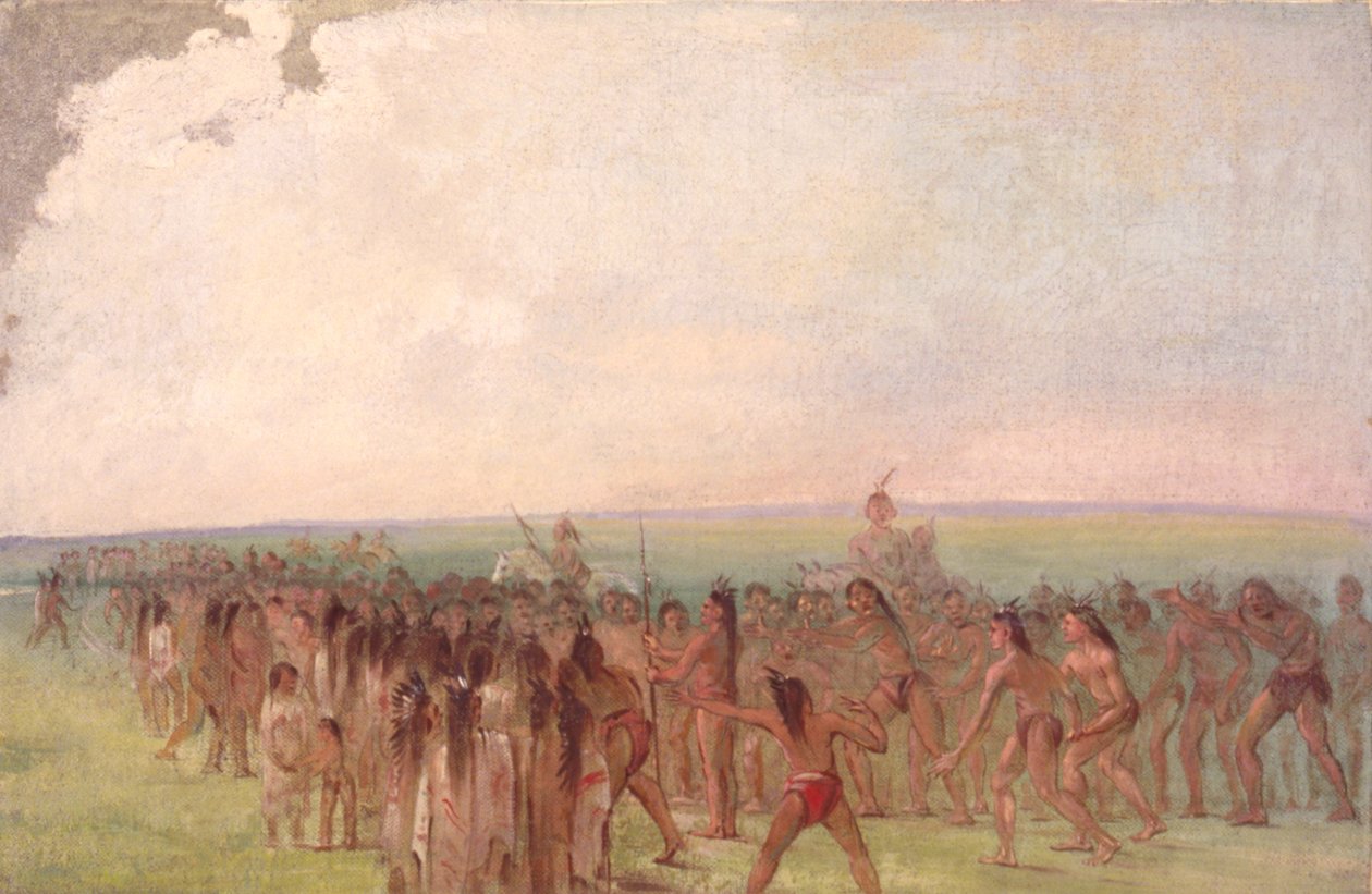 Futóverseny a Mandan falu mögött alkotó: George Catlin