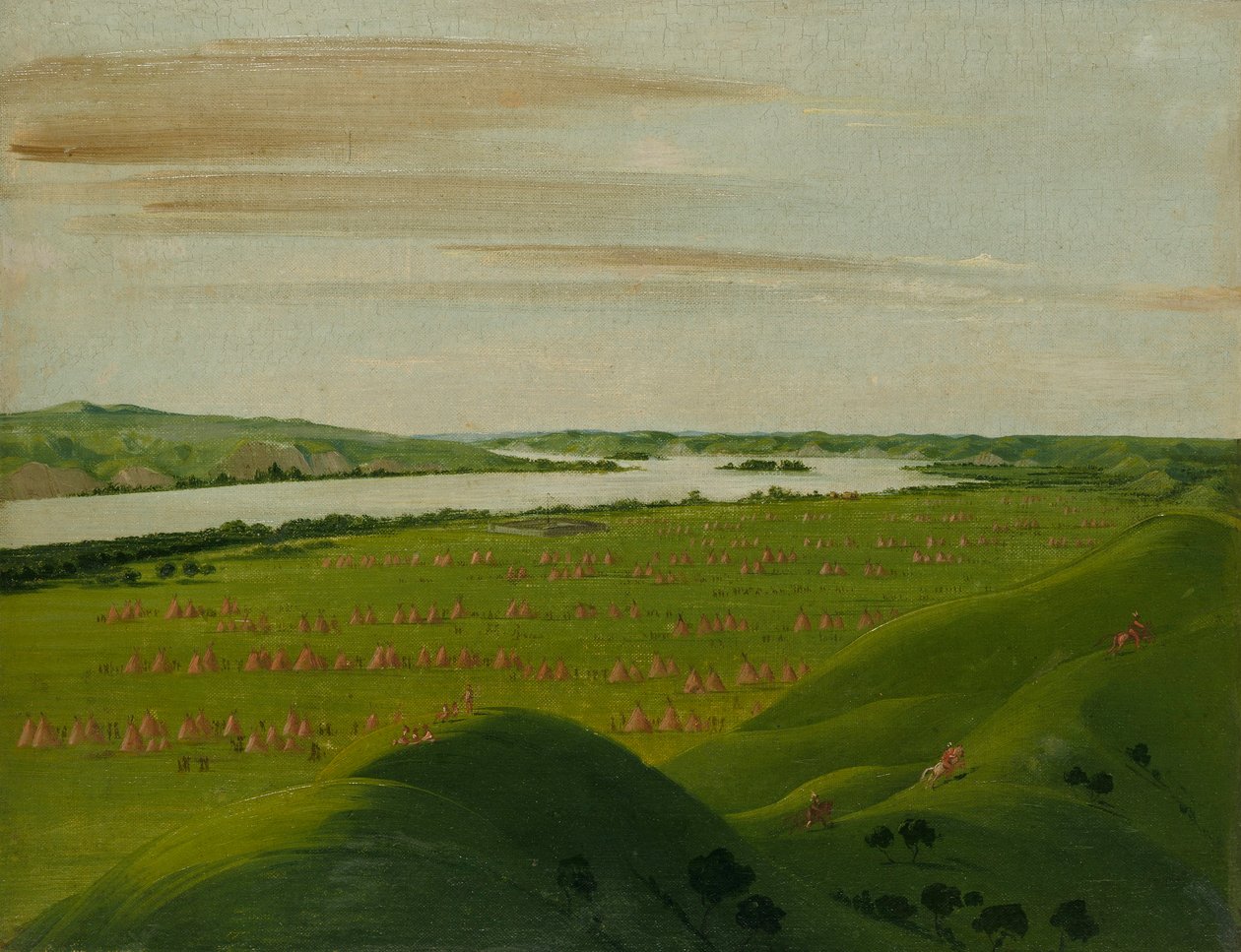 Fort Pierre, a Teton folyó torkolata, 1200 mérfölddel Saint Louis felett alkotó: George Catlin