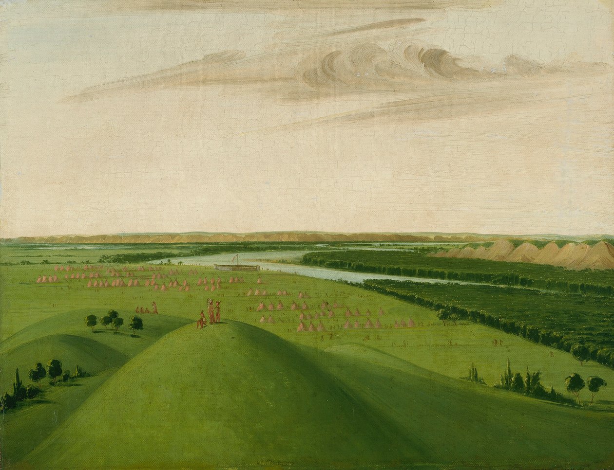 Fort Union, a Yellowstone folyó torkolata, 2000 mérfölddel St. Louis felett alkotó: George Catlin