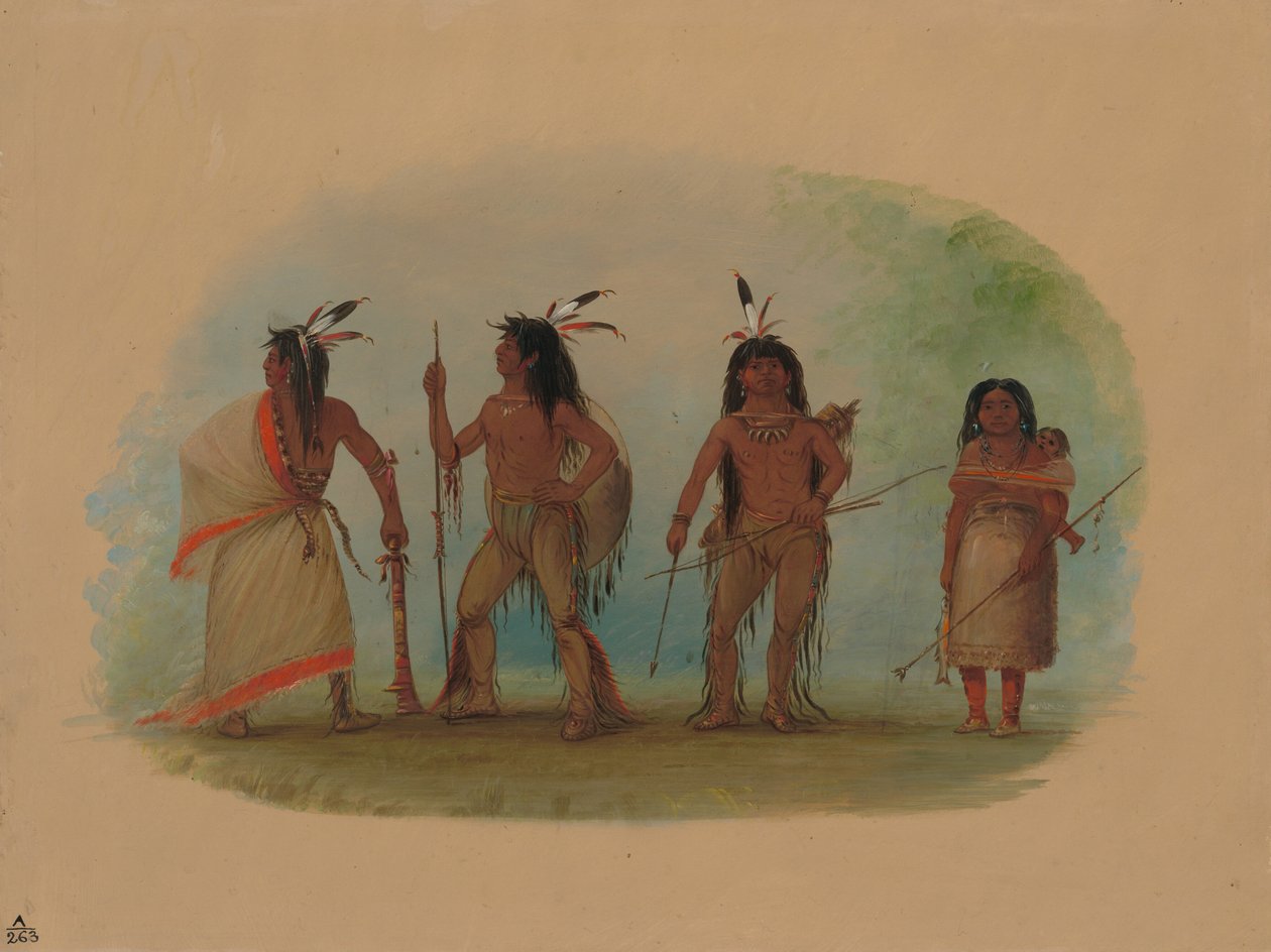 Négy apacs indián, 18551869. alkotó: George Catlin