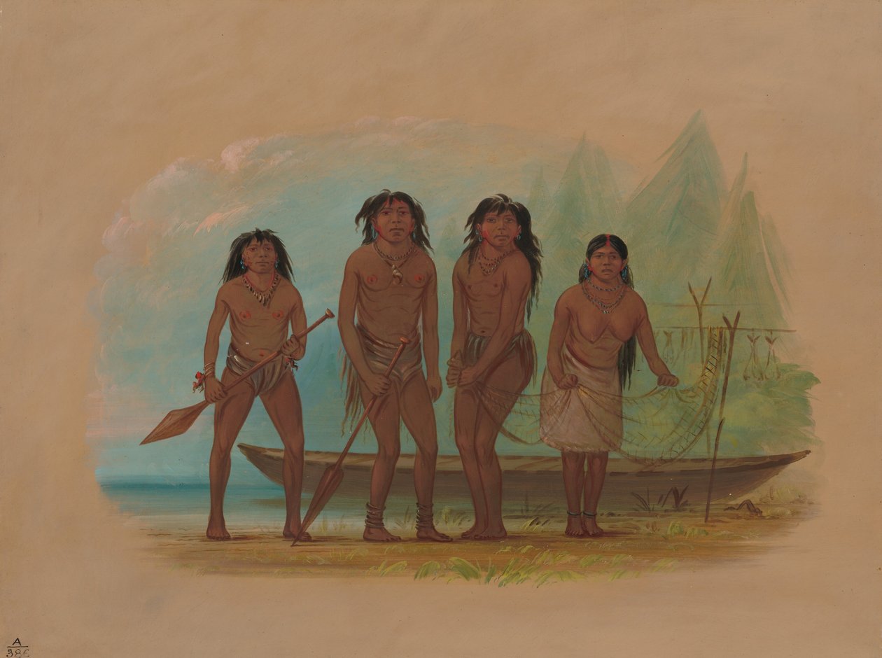 Négy Fuegiai indián, 18561869. alkotó: George Catlin