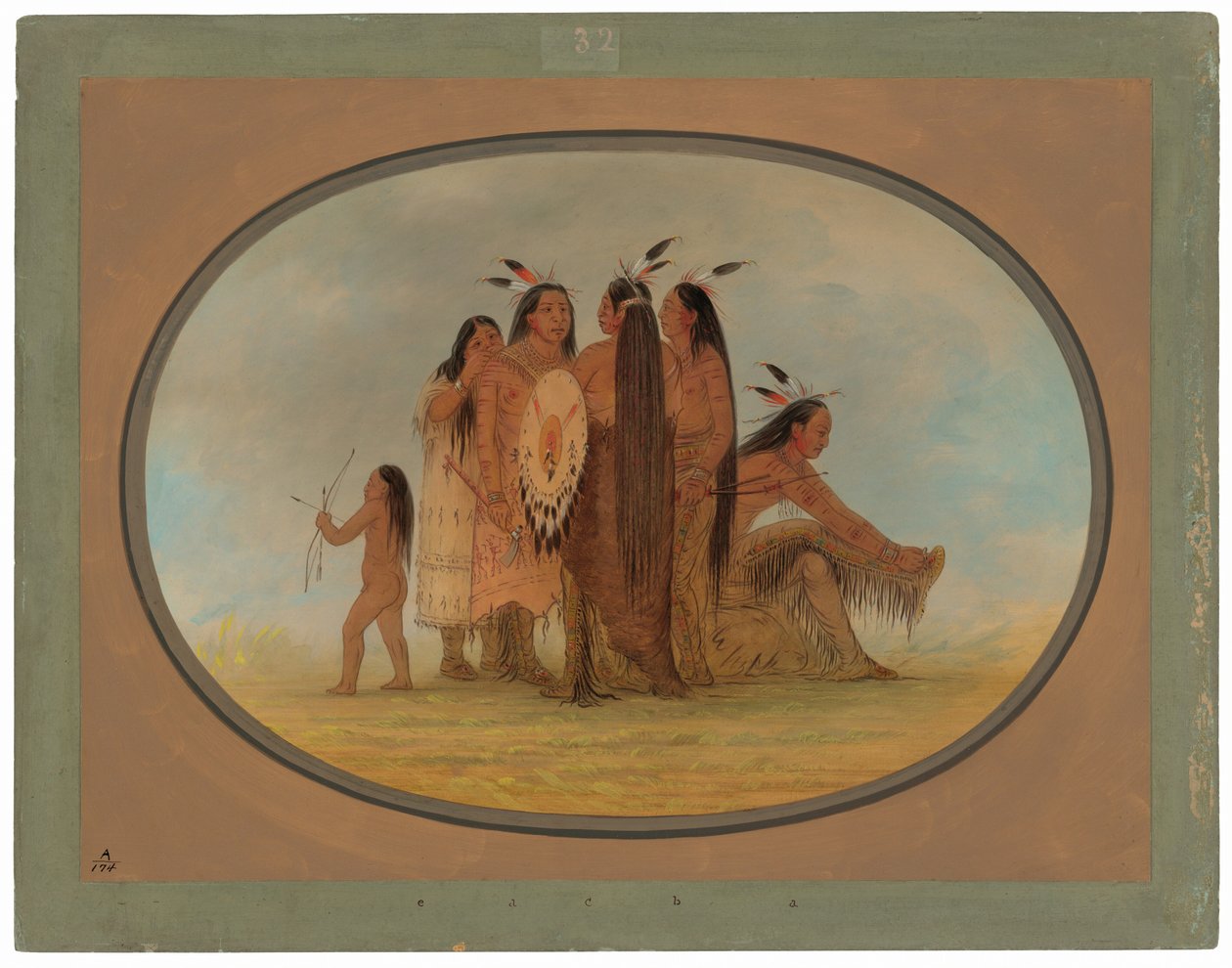 Négy mandan harcos, egy lány és egy fiú alkotó: George Catlin