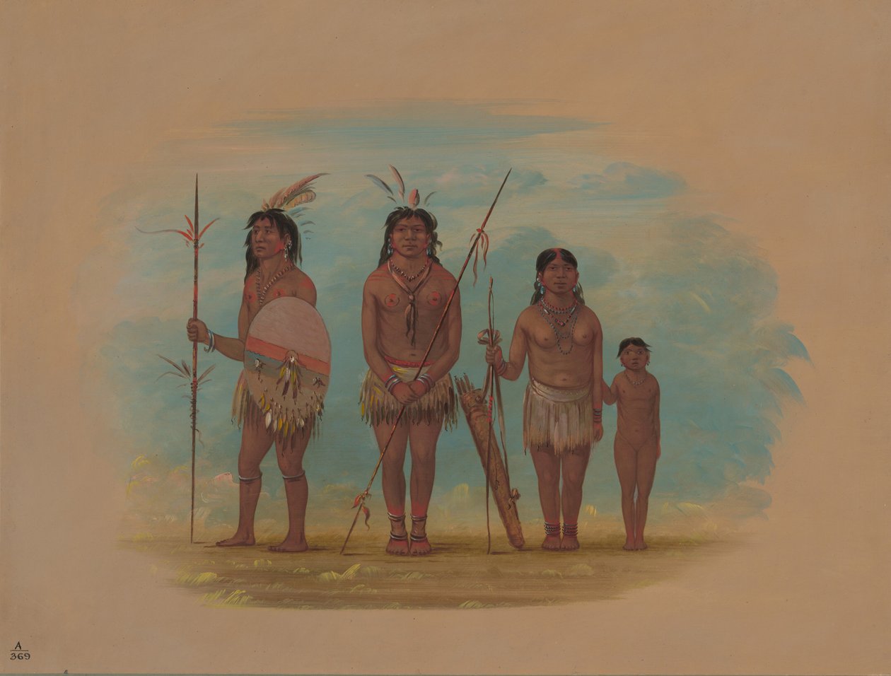 Négy xingu indián, 18541869. alkotó: George Catlin