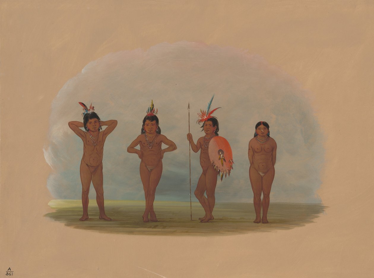 Négy zurumati gyermek, 18541869. alkotó: George Catlin