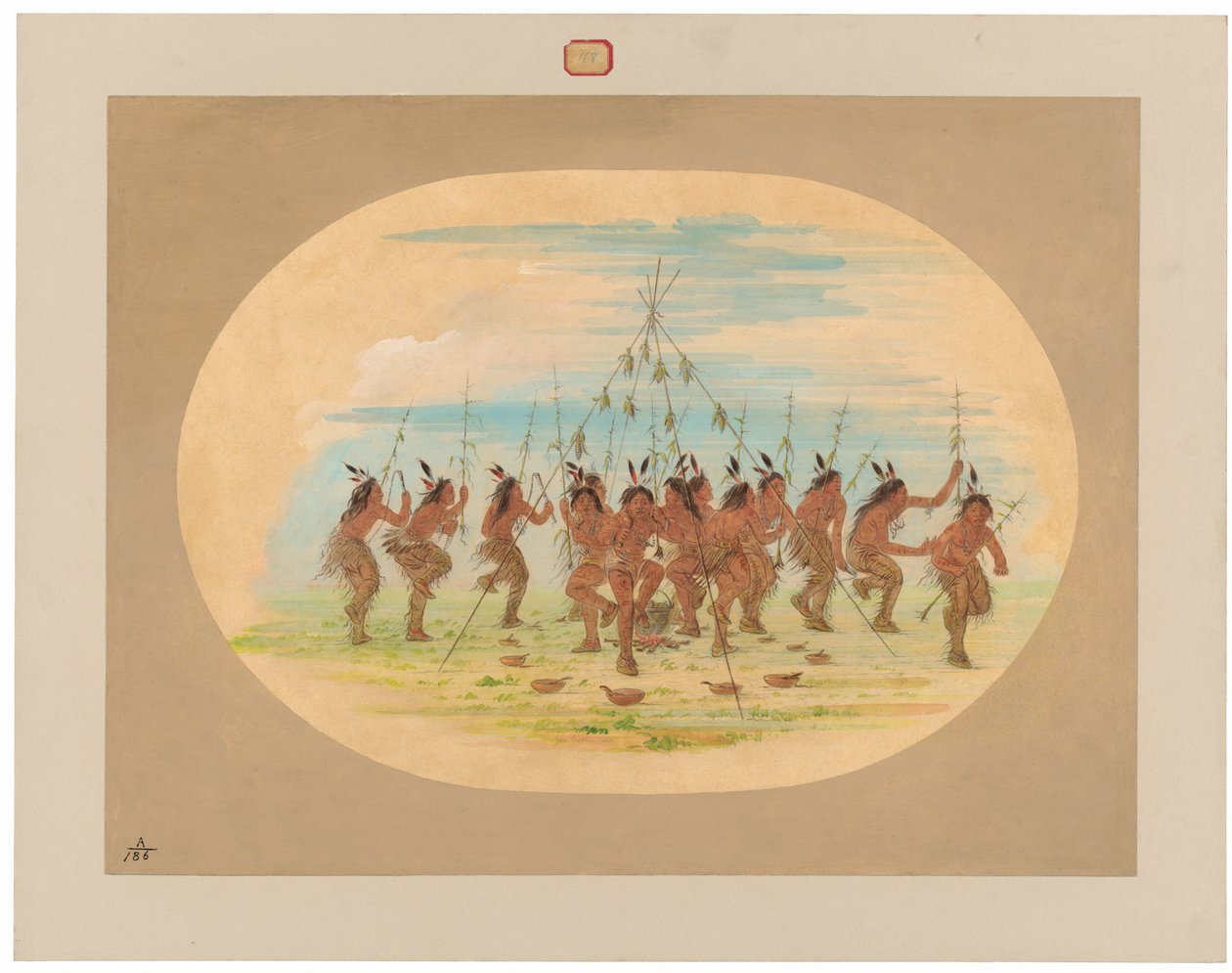 Green Corn Dance - Minatarrees alkotó: George Catlin