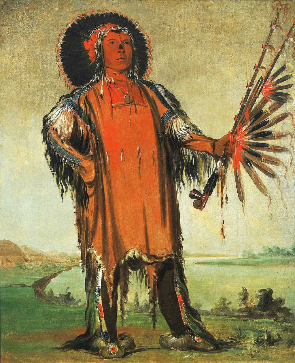 Ha-na-tá-nu-maúk, Farkasfőnök, a törzs főfőnöke alkotó: George Catlin