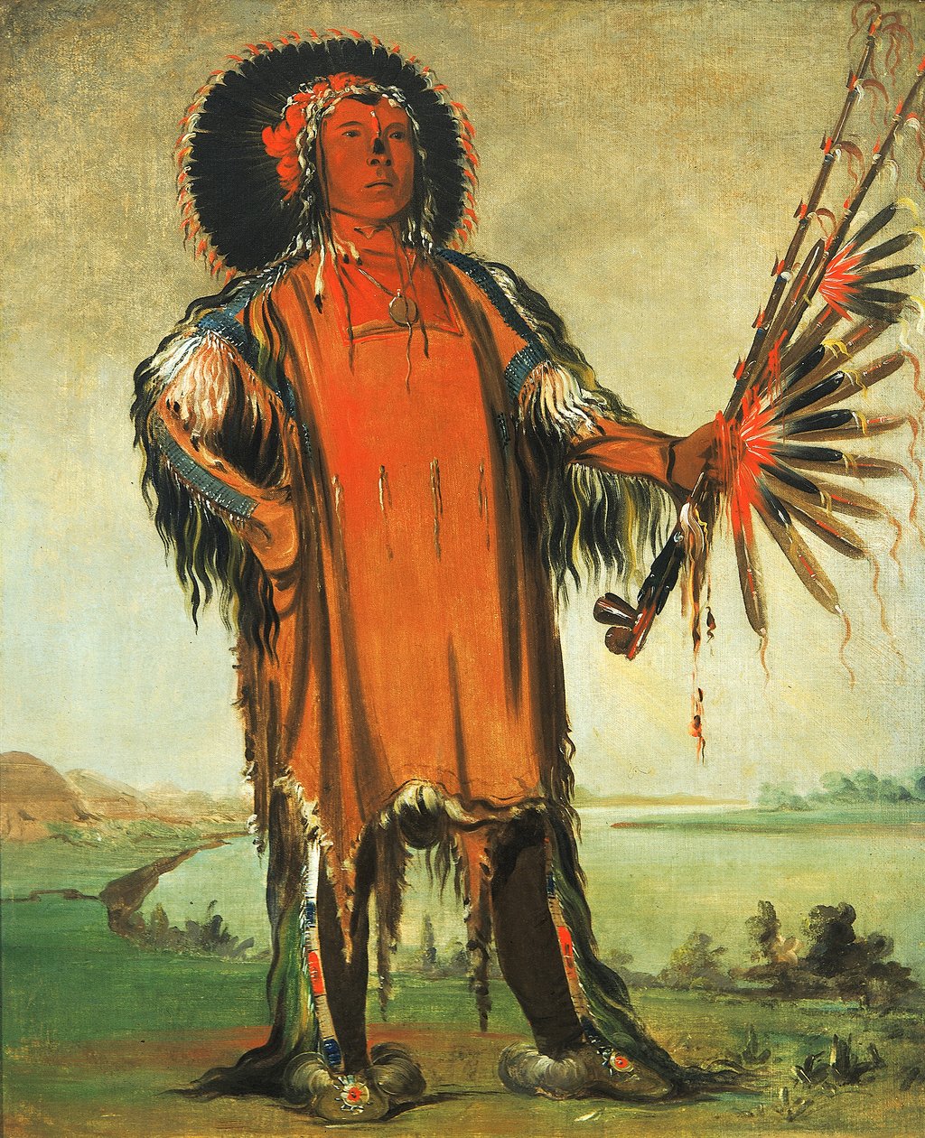 Ha-na-tá-nu-maúk, farkasfőnök, törzsfőnök, 1832. alkotó: George Catlin