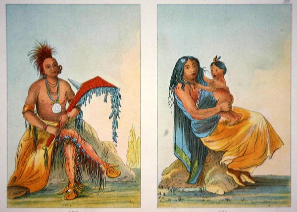 Clermont főnök és felesége és gyermeke alkotó: George Catlin
