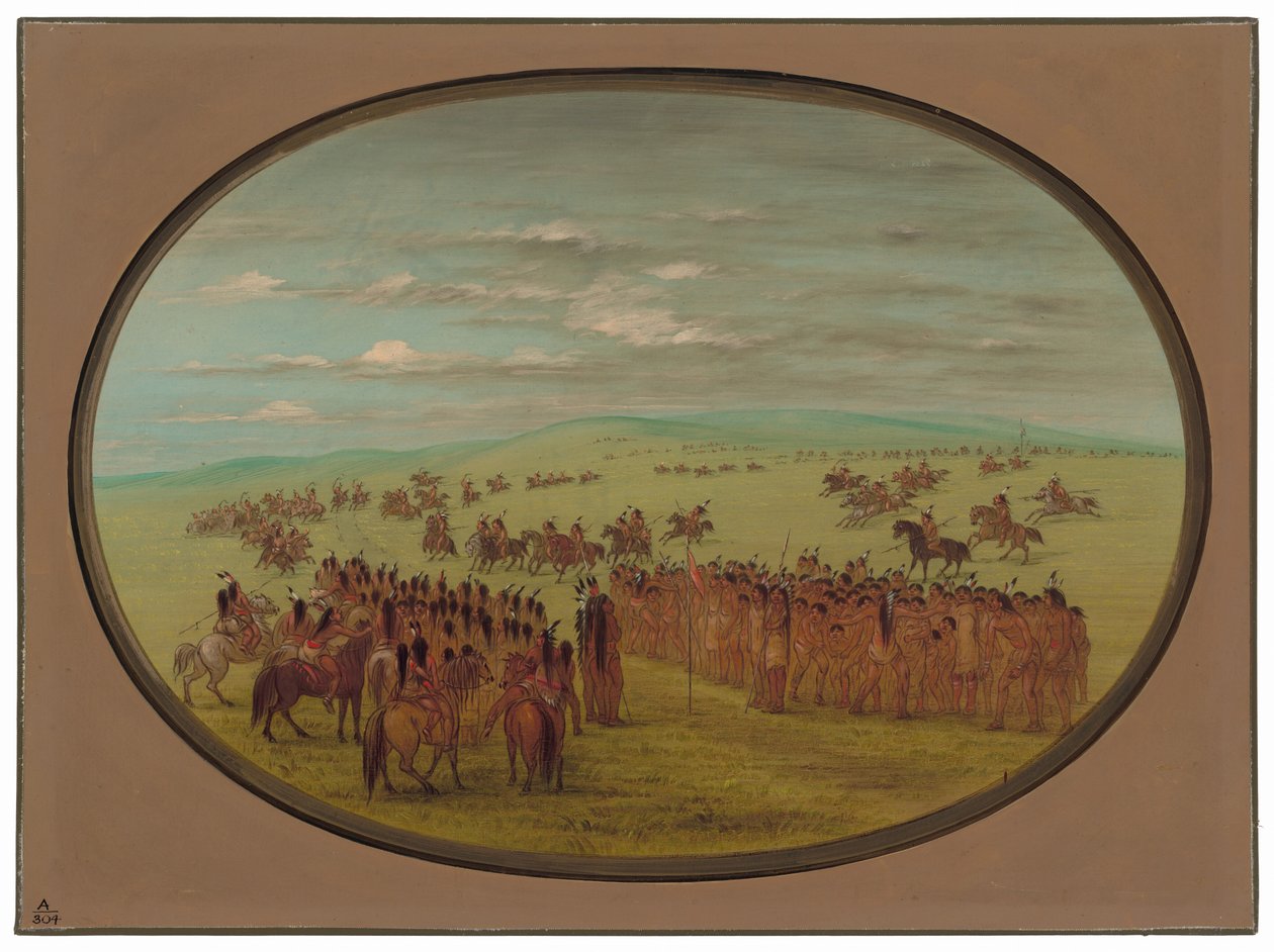 Lóverseny - Minatarrees alkotó: George Catlin