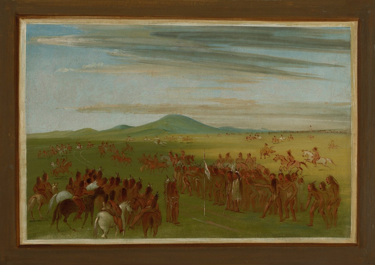 Lóverseny a Mandan Village mögötti pályán alkotó: George Catlin