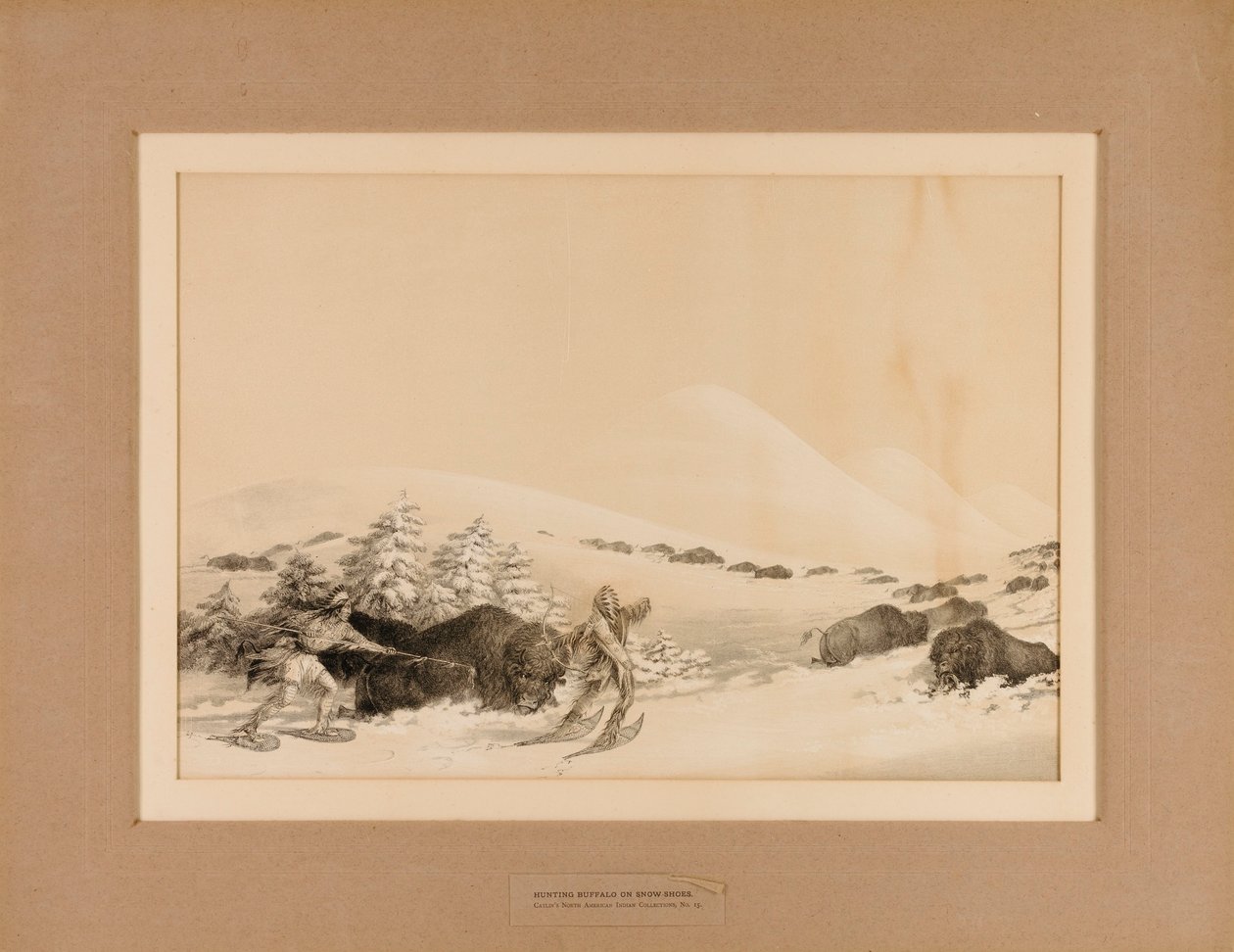 Bölényvadászat a hóban--no. 15 alkotó: George Catlin