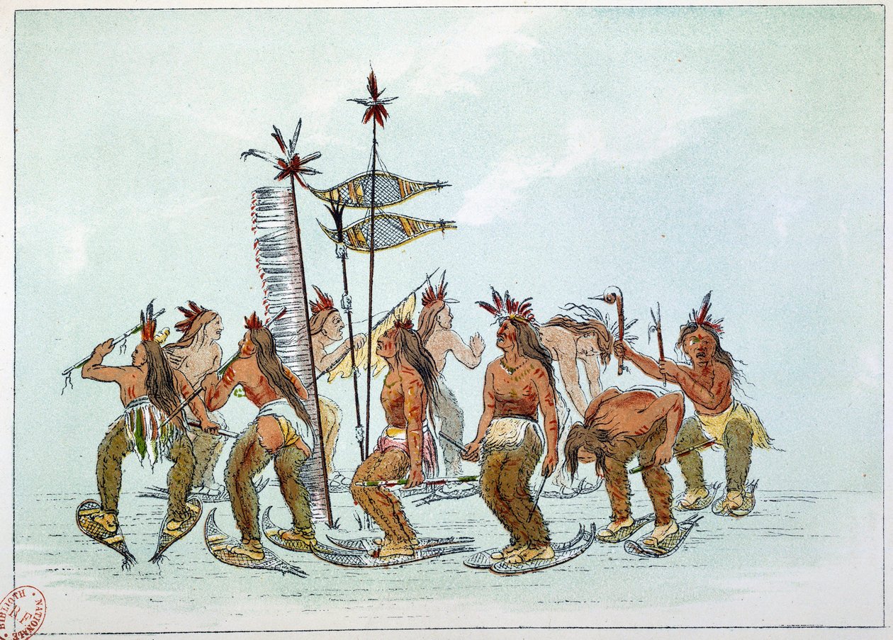 Amerika indiánjai: Hócipő tánca a Chippeway törzsben. Illusztráció: George Catlin (1794-1872) alkotó: George Catlin
