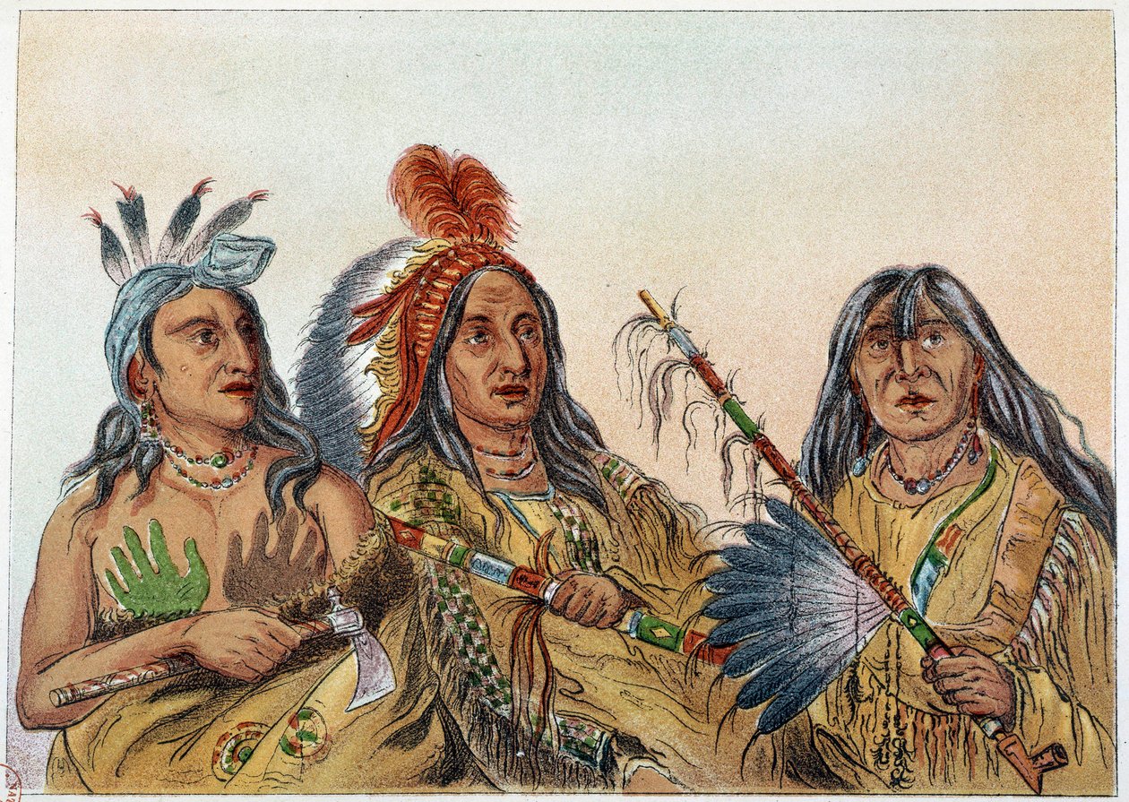 Amerika indiánjai: A sziú főnökök portréja, akiknek rivalizálása állandó volt. Illusztráció: George Catlin (1794-1872) alkotó: George Catlin