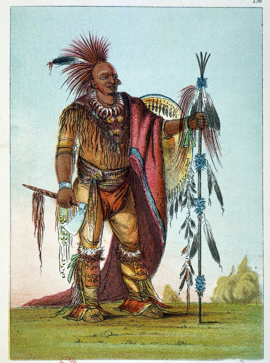 Amerika indiánjai: A szászok és a rókák törzs vezetőjének portréja alkotó: George Catlin