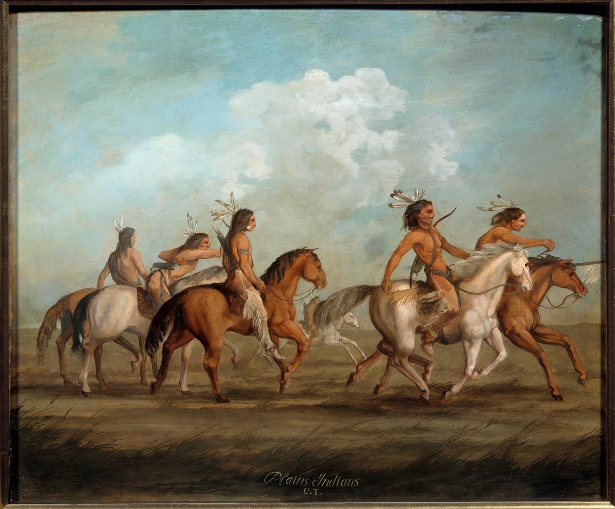 Amerika indiánjai lóháton George Catlin (1794-1872) festménye (ec.bitter.) 19. századi La Rochelle, Musee du Nouveau Monde - Amerikai indiánok lóháton. George Catlin (1794-1872) festménye (amerikai iskola) alkotó: George Catlin