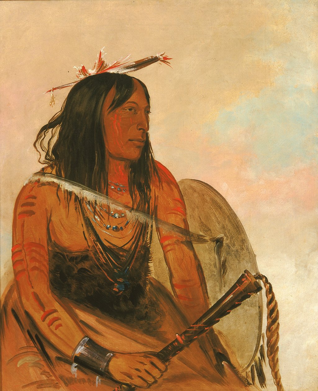 Ish-a-ró-yeh, Aki farkast hord, kitüntetett bátor, 1834. alkotó: George Catlin