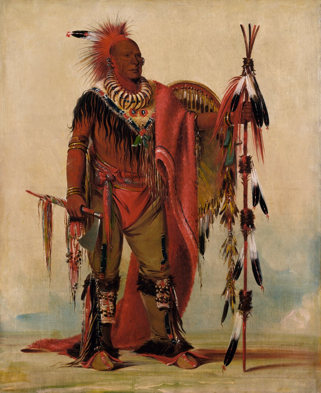 Kee-o-kúk, Az éber róka, a törzsfőnök, 1835. alkotó: George Catlin