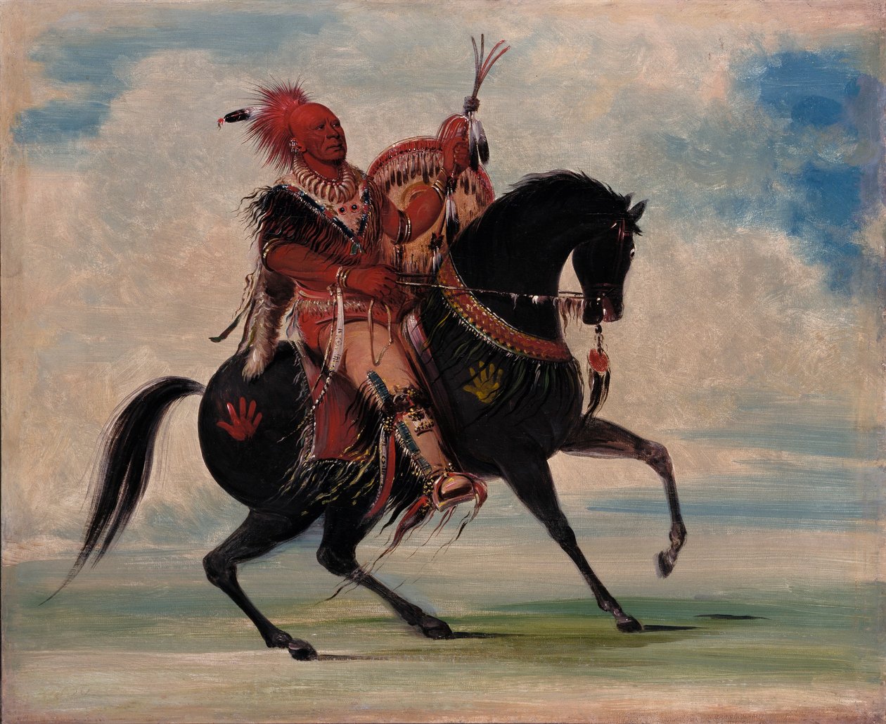 Kee-o-kúk, az éber róka, a törzsfőnök, lóháton alkotó: George Catlin