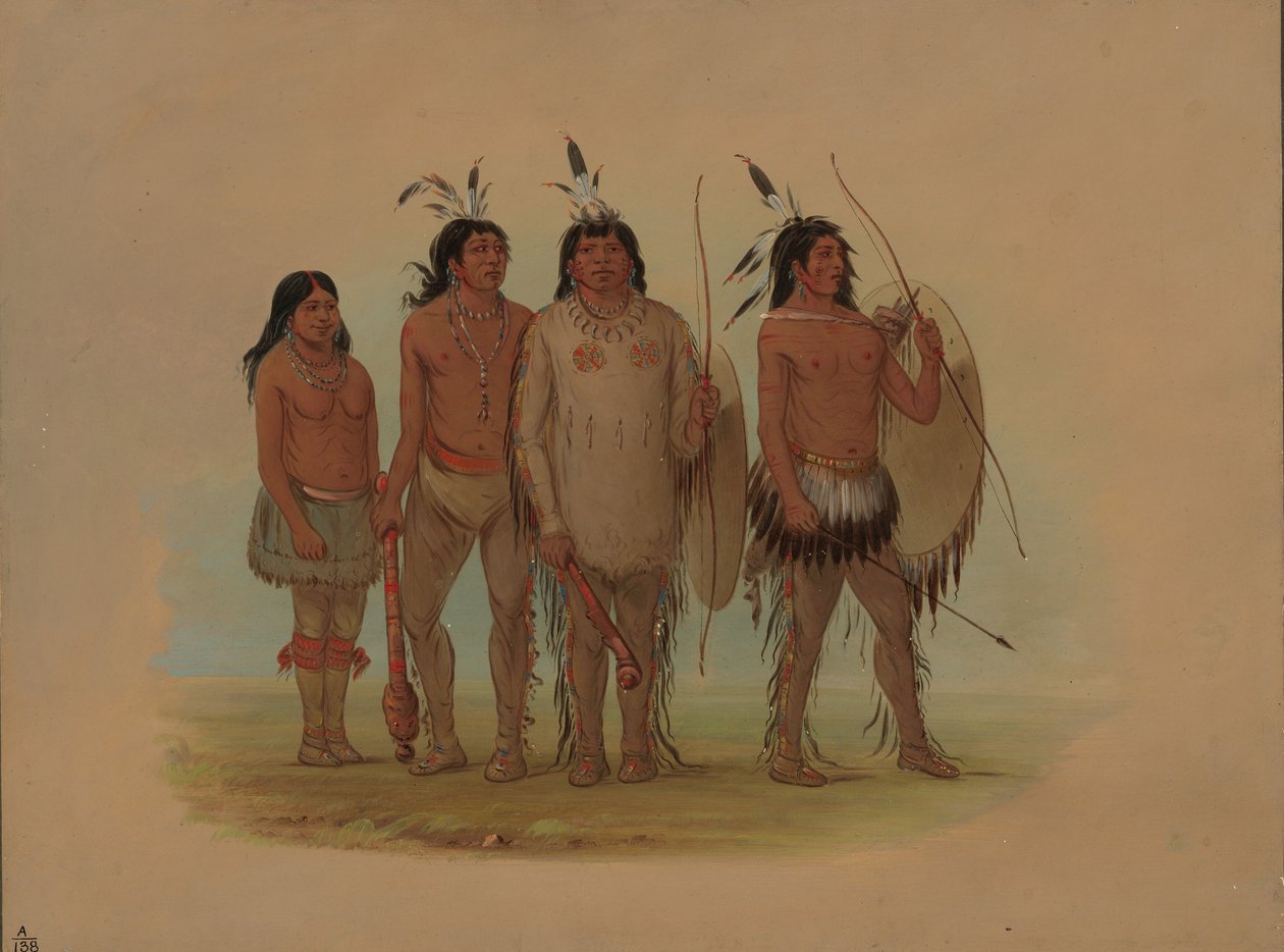 Kiowa főnöke, felesége és két harcos, 18611869. alkotó: George Catlin
