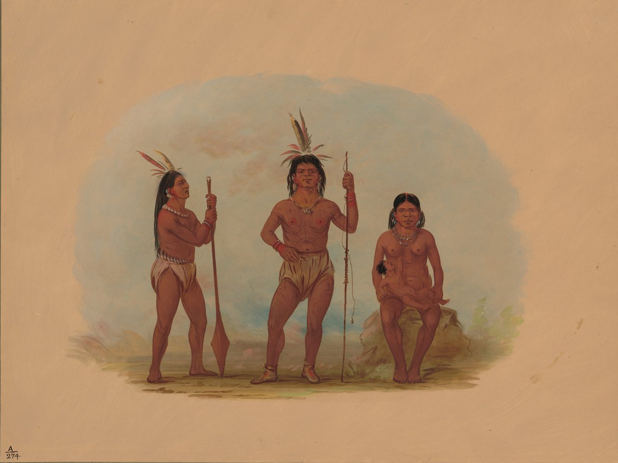Klahoquaht főnök, felesége és fia, 18551869. alkotó: George Catlin