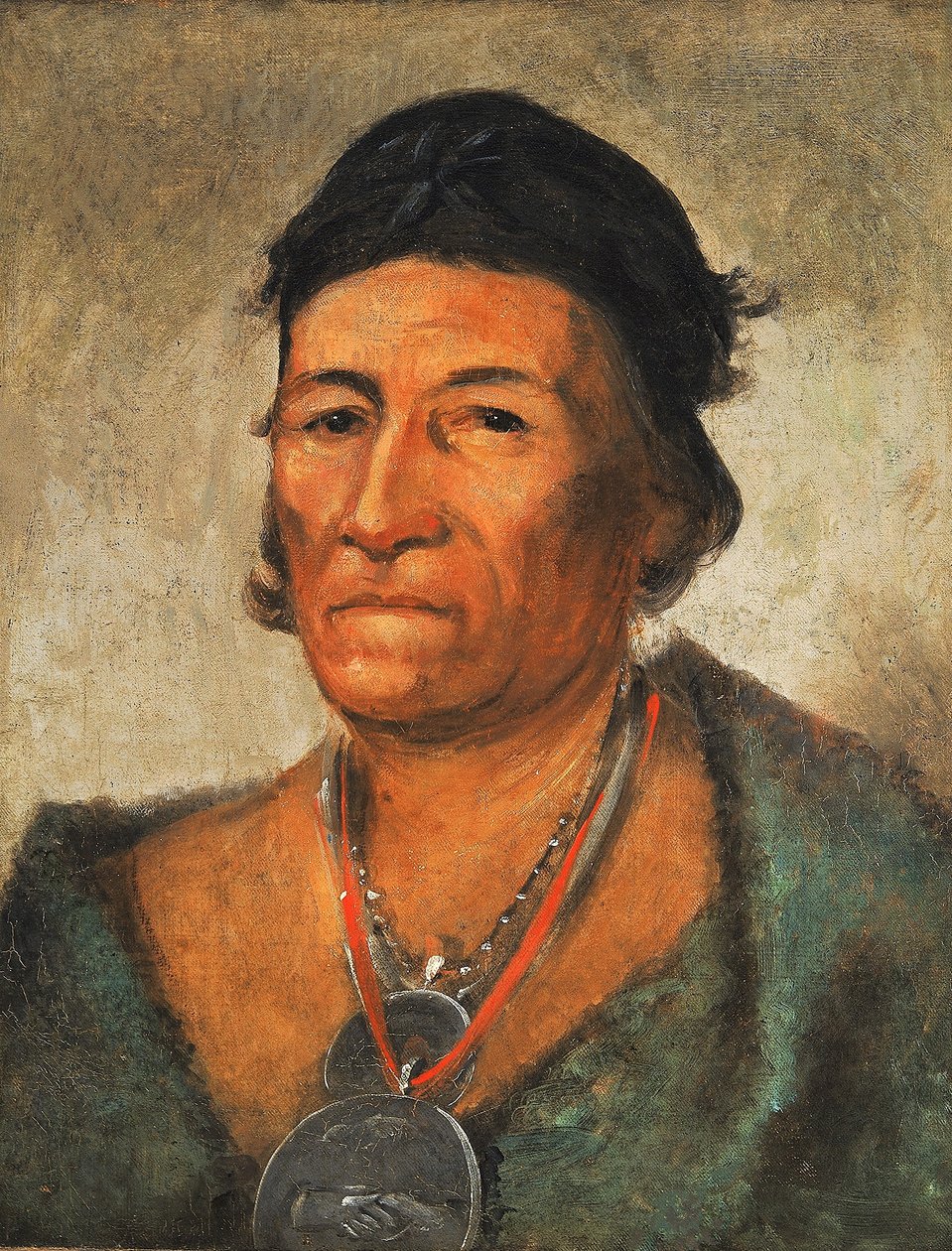 Ko-mán-i-kin, Nagy Hullám, egy öreg és kiváló törzsfőnök alkotó: George Catlin