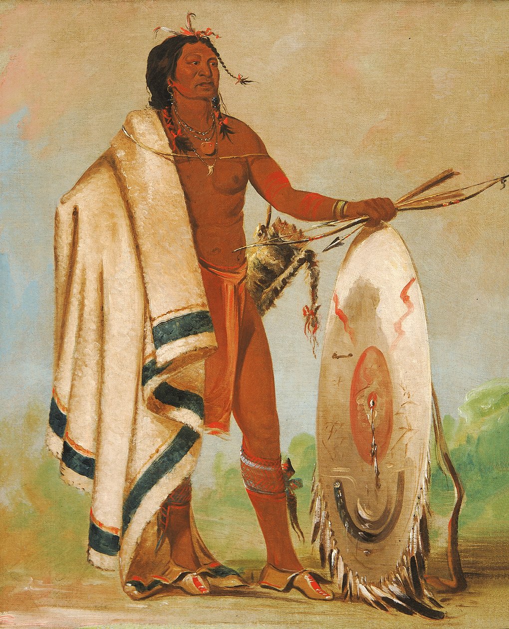 Kotz-a-tó-ah, Smoked Shield, a Distinguished Warrior, 1834. alkotó: George Catlin