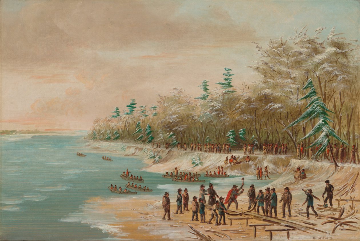 La Salle meghajtja a Griffin első csavarját. 1679. január 26. 18471848. alkotó: George Catlin