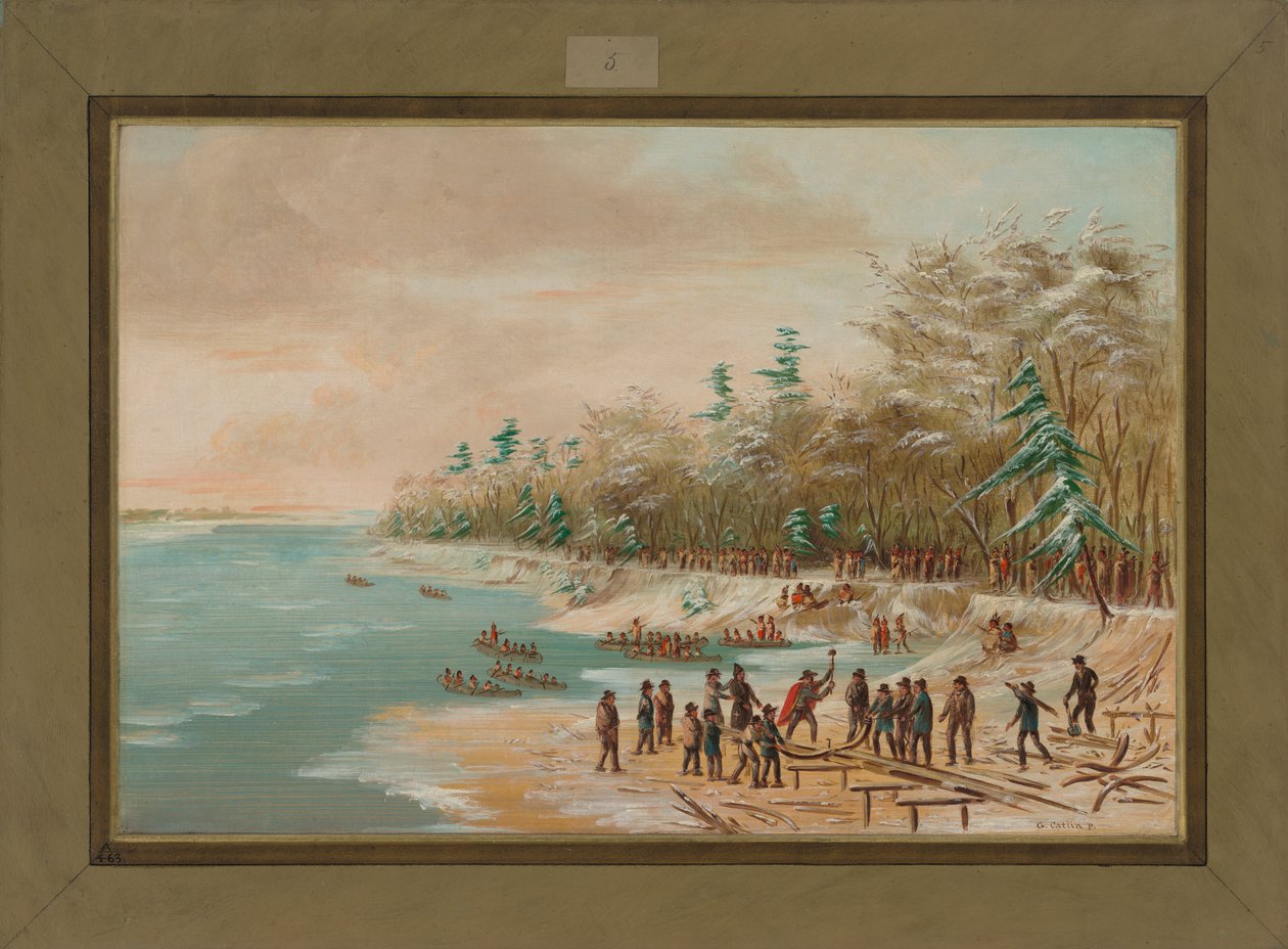 La Salle az első csavar behajtása a Griffinhez, 1679. január 26., 1847-48 alkotó: George Catlin