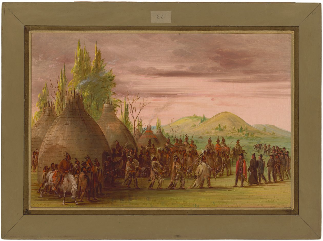 La Salle fogadtatása a Cenis indiánok falujában. 1686. május 6. alkotó: George Catlin