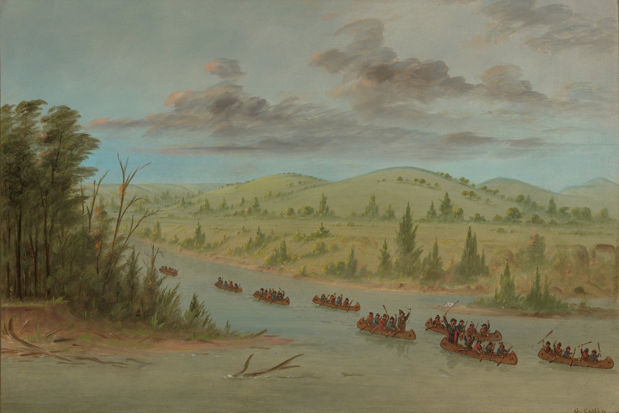 La Salle partija kenuval belép a Mississippibe. 1682. február 6. 18471848. alkotó: George Catlin