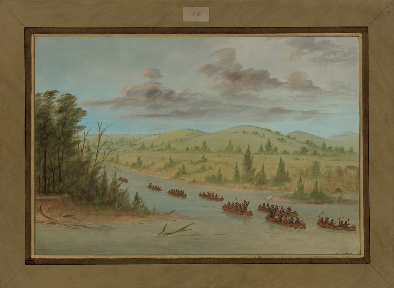 La Salle partija belép a Mississippibe kenuval, 1682. február 6., 1847-48 alkotó: George Catlin