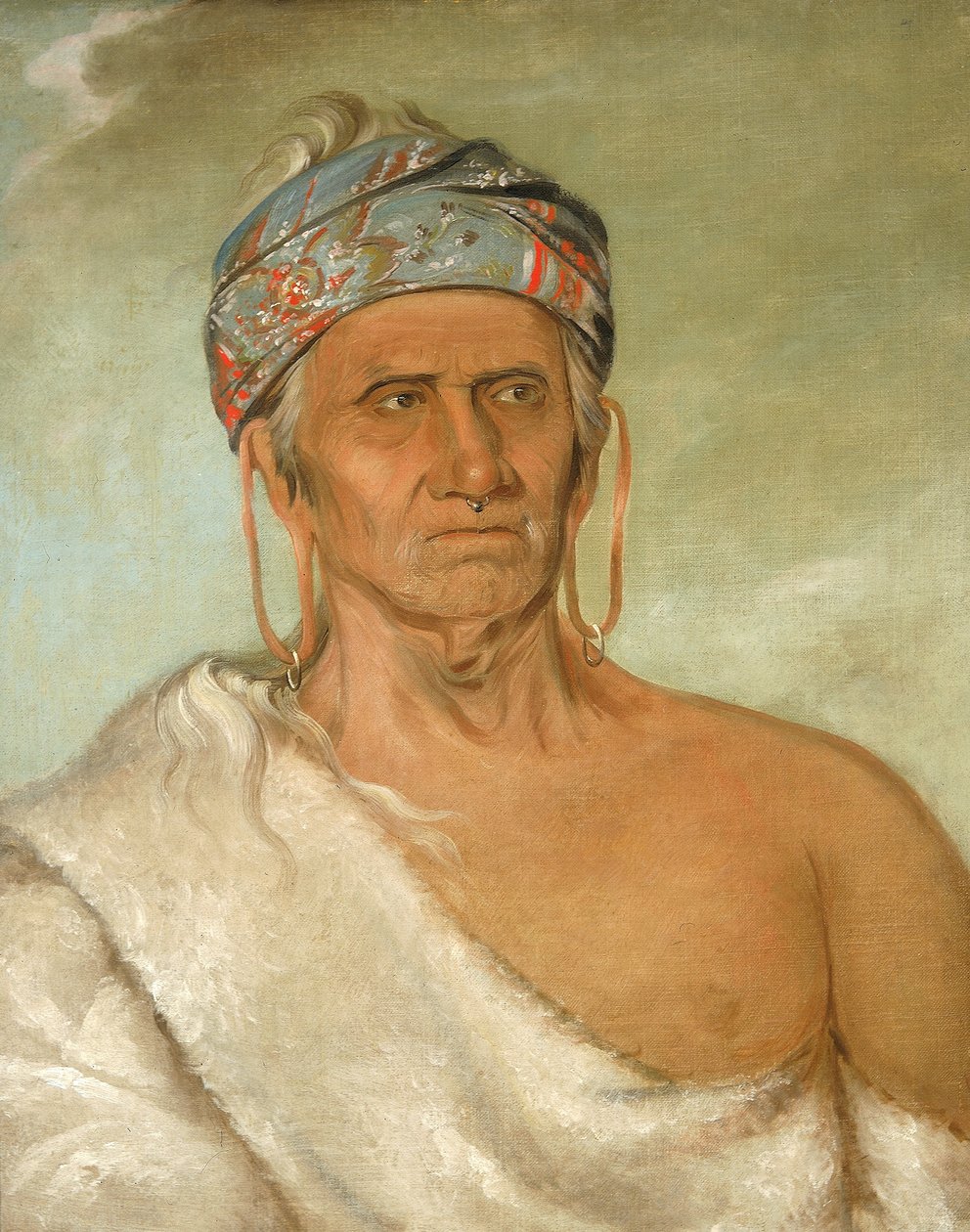 Lay-láw-she-kaw, felmegy a folyón, egy idős törzsfőnök alkotó: George Catlin