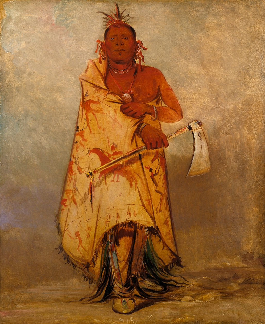 Le-sháw-loo-láh-le-hoo, Nagy Szarvas, a Skidi (Farkas) Pawnee törzsfőnöke. alkotó: George Catlin