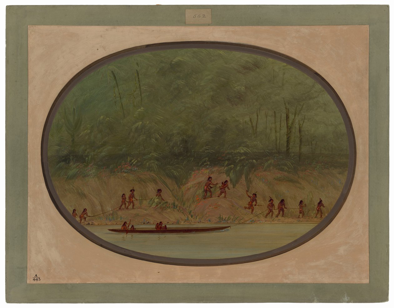 A Lengua indiánok feljutnak a Rio Uruguay zuhatagain alkotó: George Catlin
