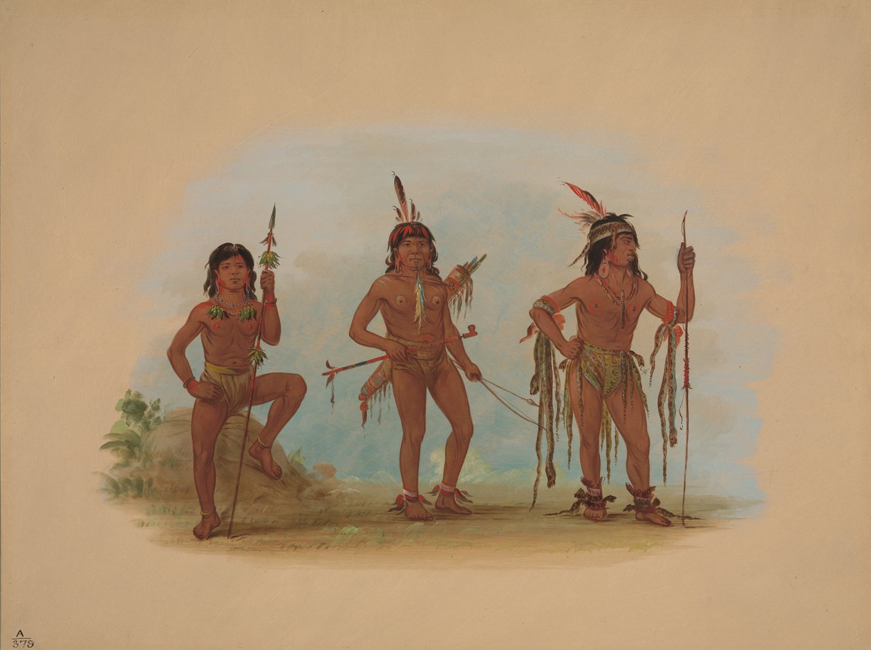 Lengua Medicine Man két harcossal, 18541869. alkotó: George Catlin