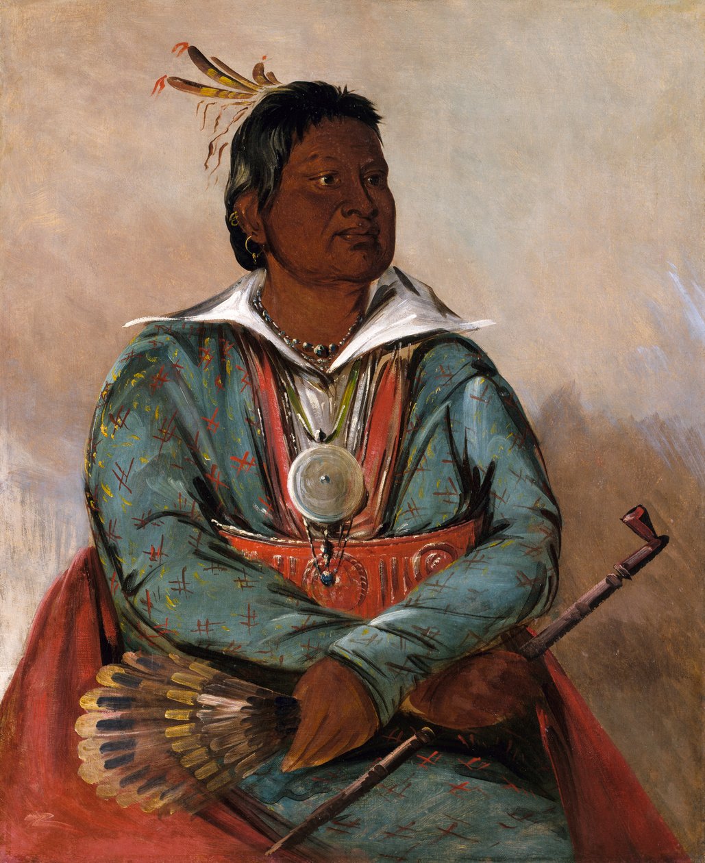 Mó-sho-la-túb-bee, Aki kiolt és öl, törzsfőnök, 1834. alkotó: George Catlin