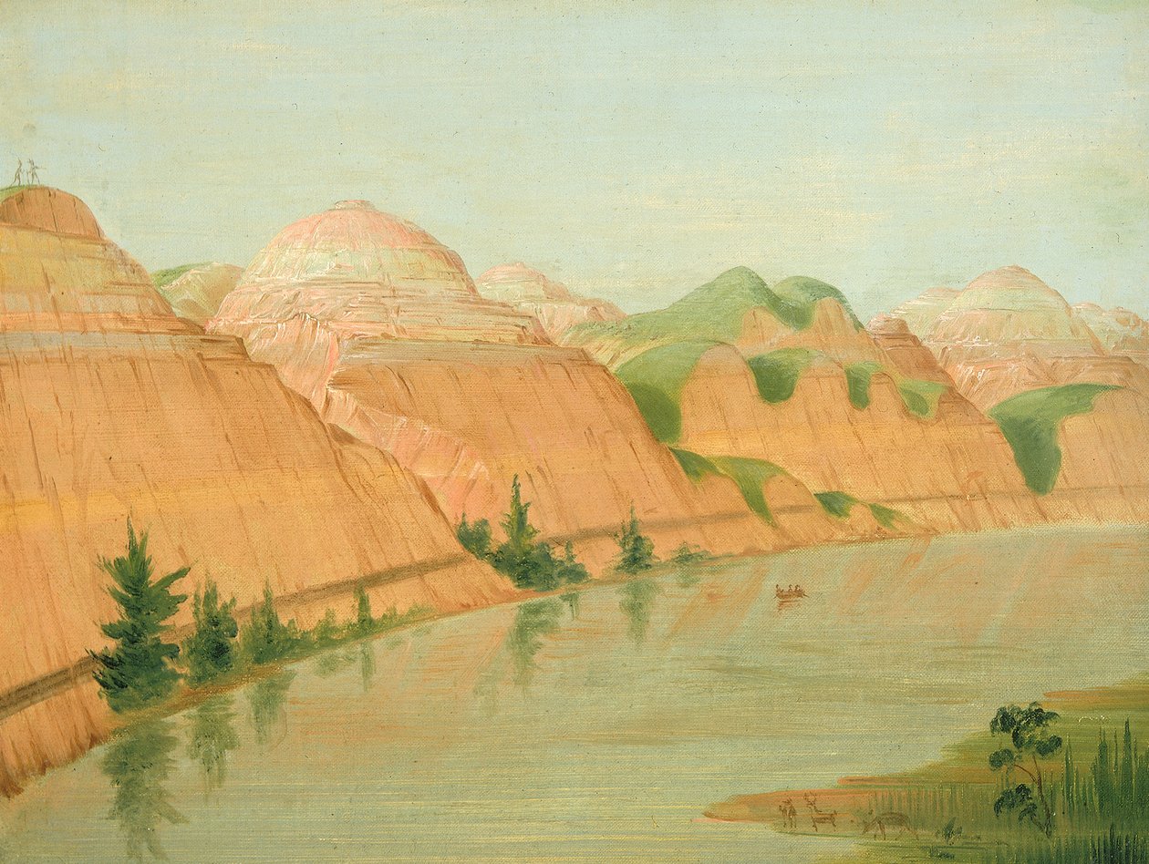 Magnificent Clay Bluffs, 1800 mérfölddel St. Louis felett, 1832. alkotó: George Catlin