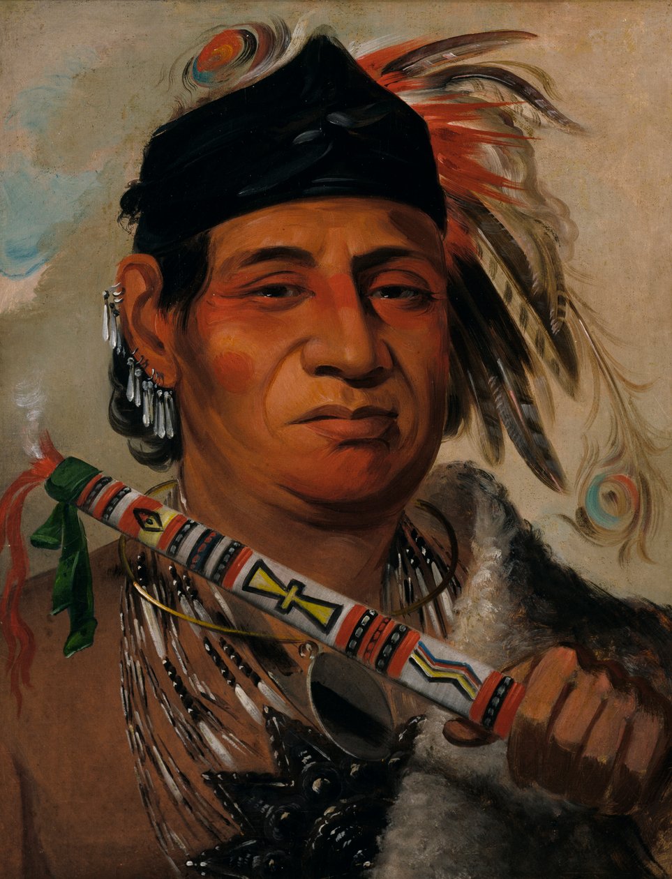 Mah-kée-mee-teuv, Grizzly Bear, a törzsfőnök, 1831. alkotó: George Catlin