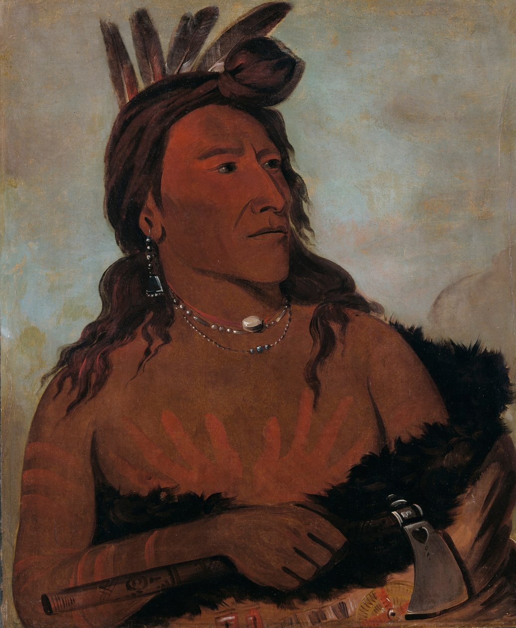 Mah-tó-che-ga, Kicsi Medve, egy Hunkpapa bátor alkotó: George Catlin