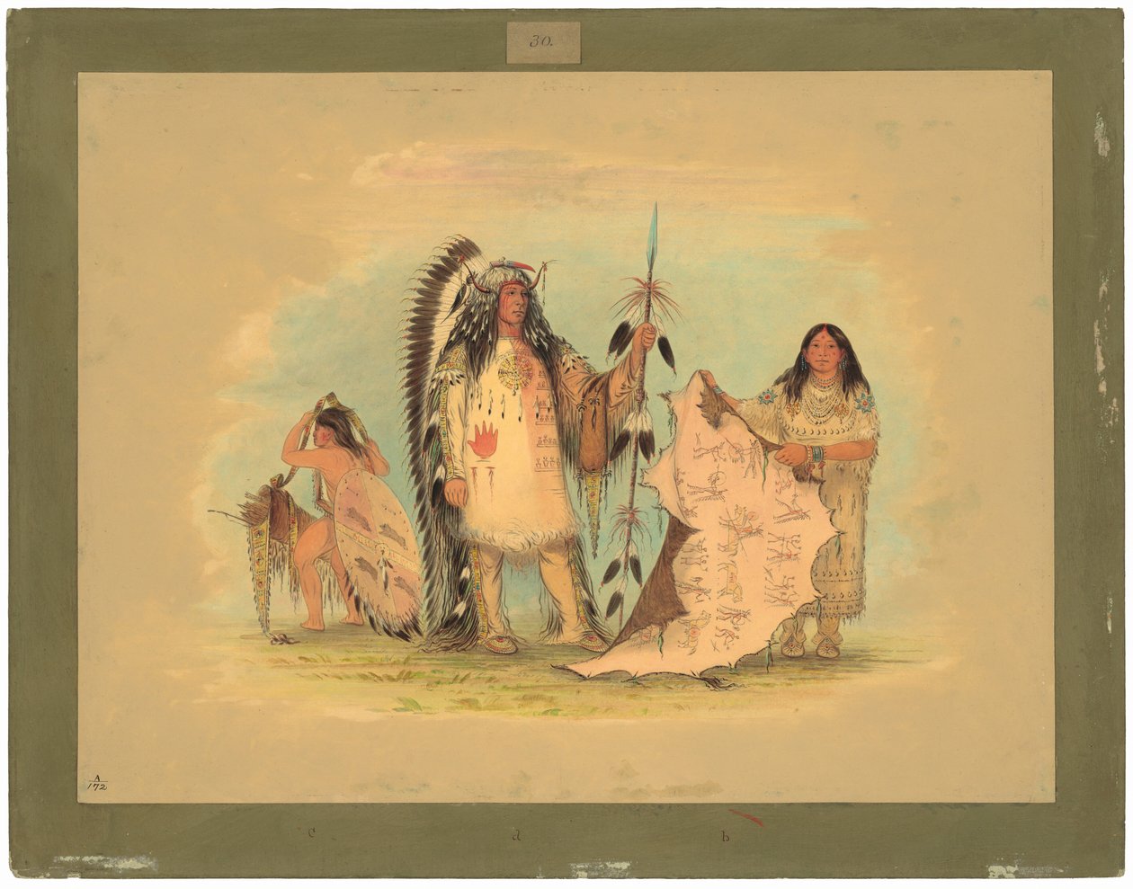 Mandan hadvezér kedvenc feleségével alkotó: George Catlin