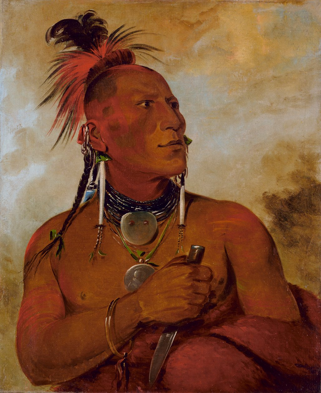 Meach-o-shín-gaw, Kis fehér medve, kitüntetett bátor, 1832. alkotó: George Catlin