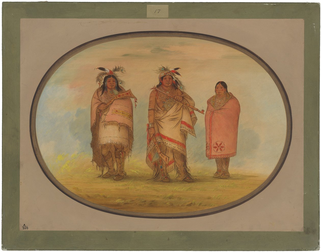 Menomonie főnöke, felesége és fia alkotó: George Catlin