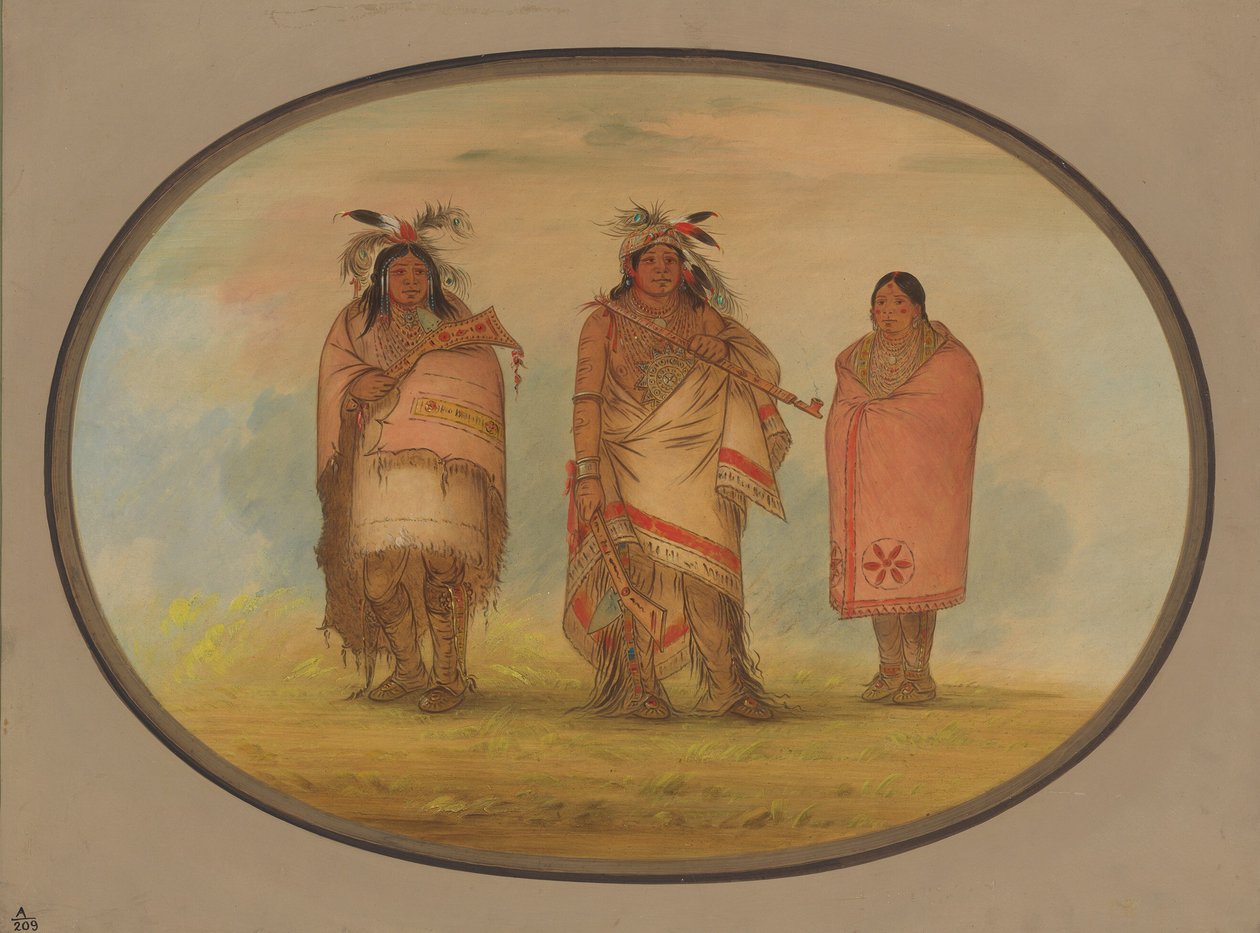 Menomonie főnöke, felesége és fia, 18611869. alkotó: George Catlin