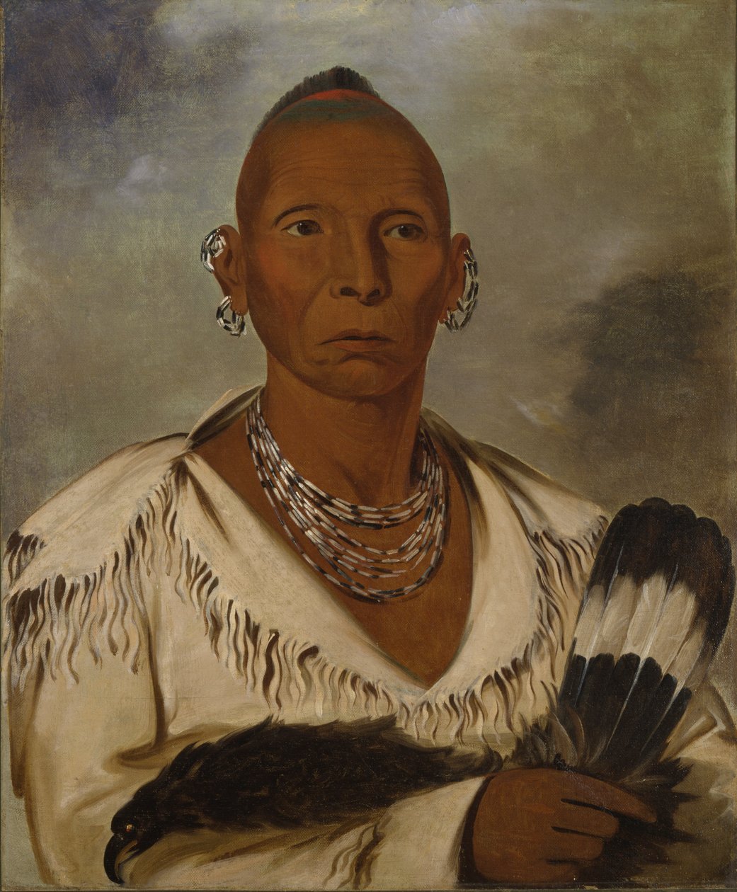 Múk-a-tah-mish-o-káh-kaik, Fekete Sólyom, kiemelkedő Sac törzsfőnök alkotó: George Catlin