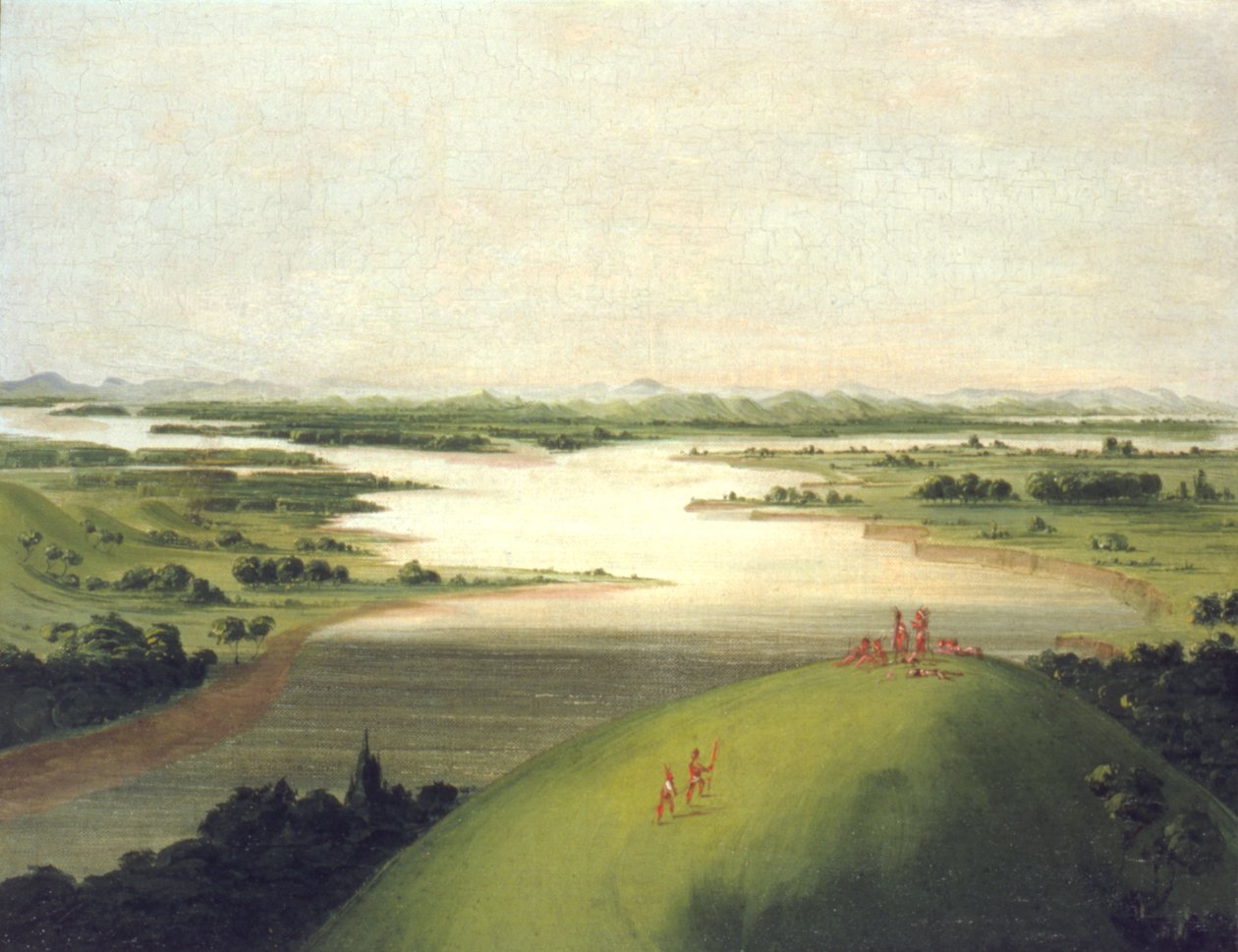 A Platte folyó torkolata, 900 mérföldre St. Louis felett alkotó: George Catlin