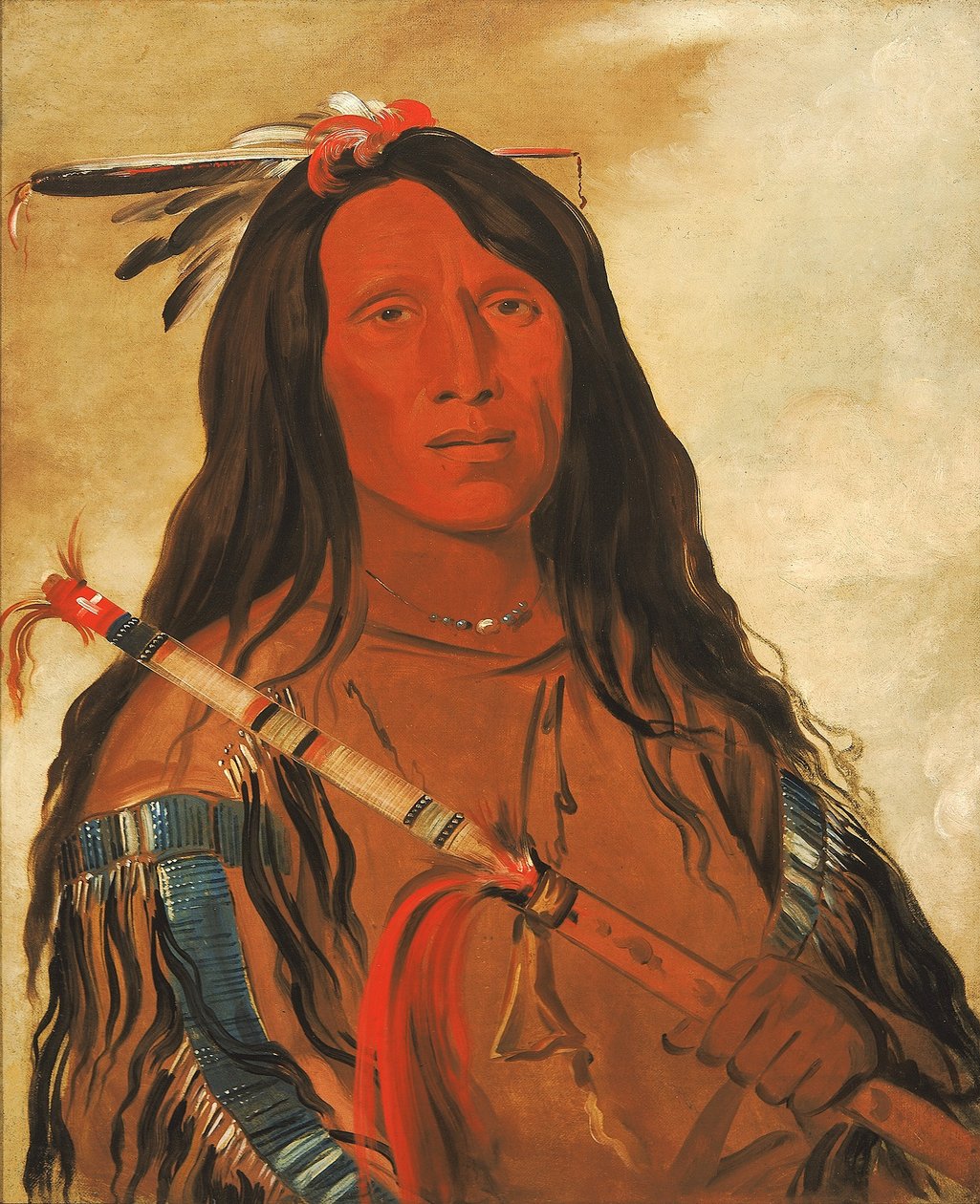 Né-hee-ó-ó-ee-wóo-tis, Farkas a dombon, a törzs főnöke... alkotó: George Catlin