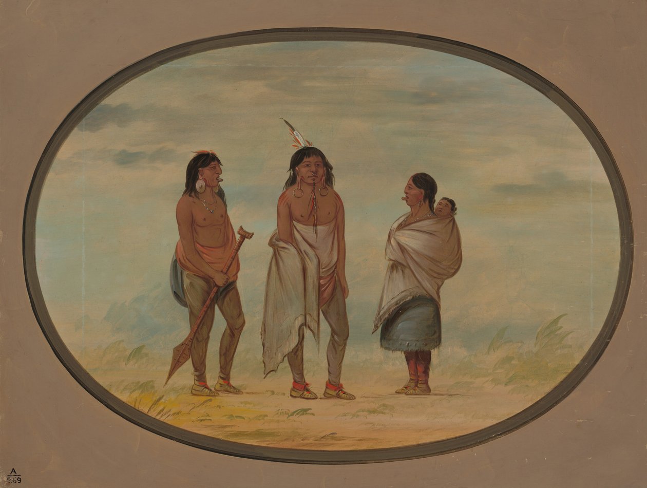 Nayas indián főnök, felesége és egy harcos, 18551869. alkotó: George Catlin