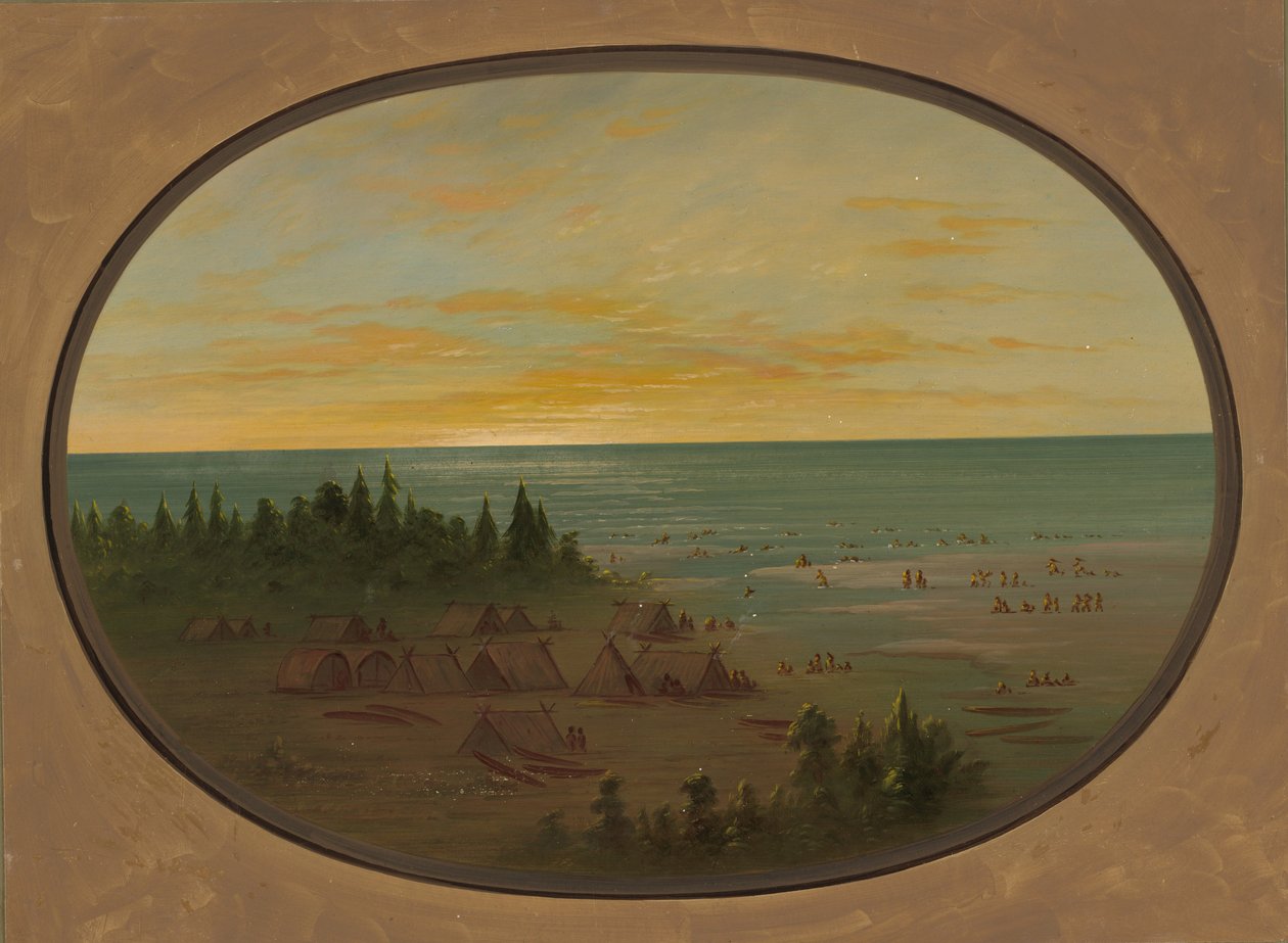 Nayas falu – indiánok fürdőzése, 18551869. alkotó: George Catlin